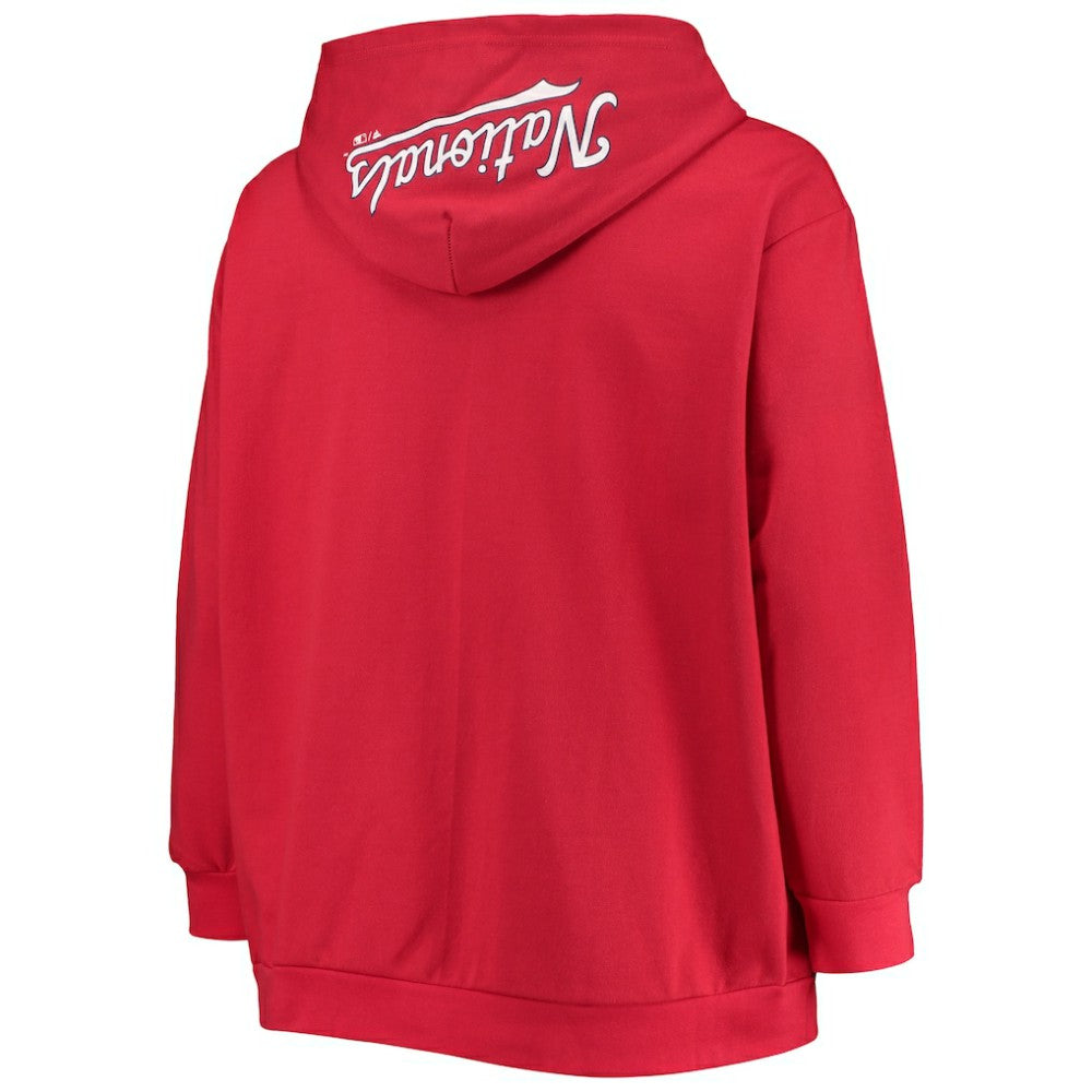 Washington Nationals Women's Plus Size Lace-Up V-Neck Pullover Hoodie - MLB Hoodies