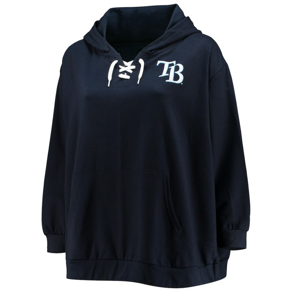 Tampa Bay Rays Women's Plus Size Lace-Up V-Neck Pullover Hoodie - MLB Hoodies