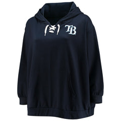 Tampa Bay Rays Women's Plus Size Lace-Up V-Neck Pullover Hoodie - MLB Hoodies