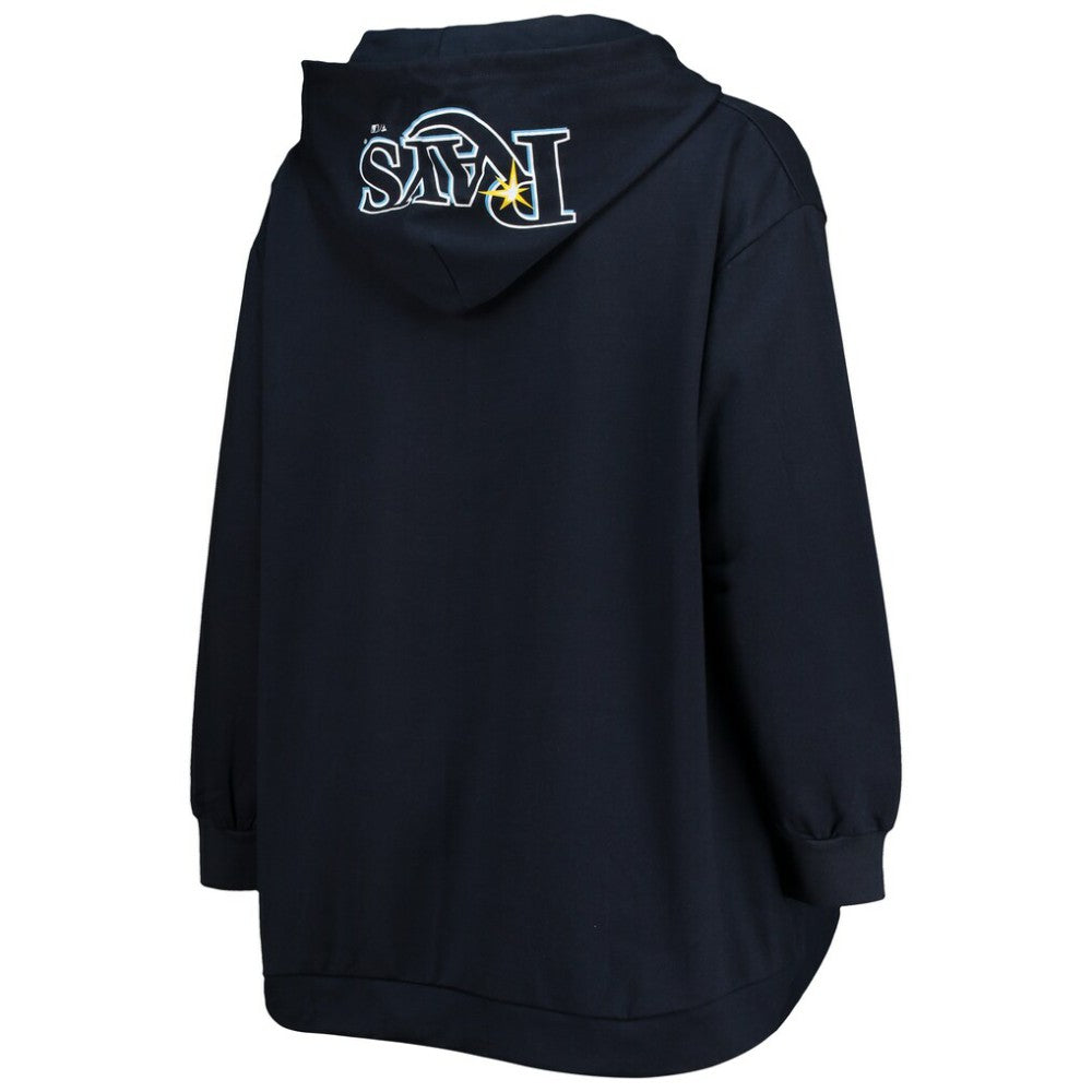 Tampa Bay Rays Women's Plus Size Lace-Up V-Neck Pullover Hoodie - MLB Hoodies