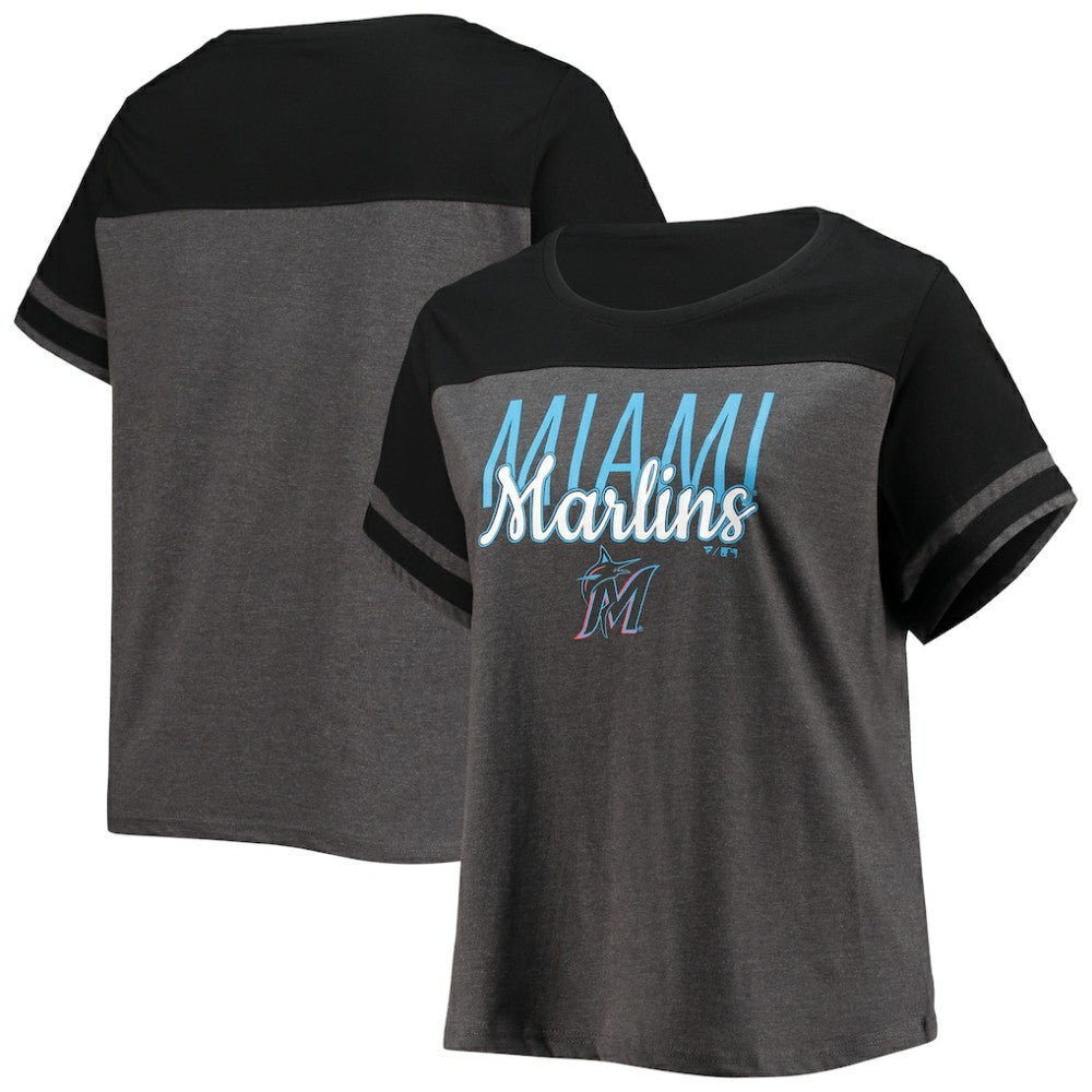 Miami Marlins Women's Plus Size Colorblock T-Shirt - MLB T-shirts