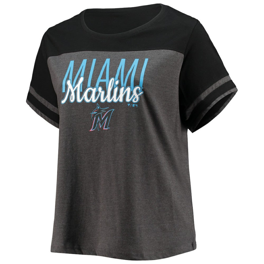 Miami Marlins Women's Plus Size Colorblock T-Shirt - MLB T-shirts