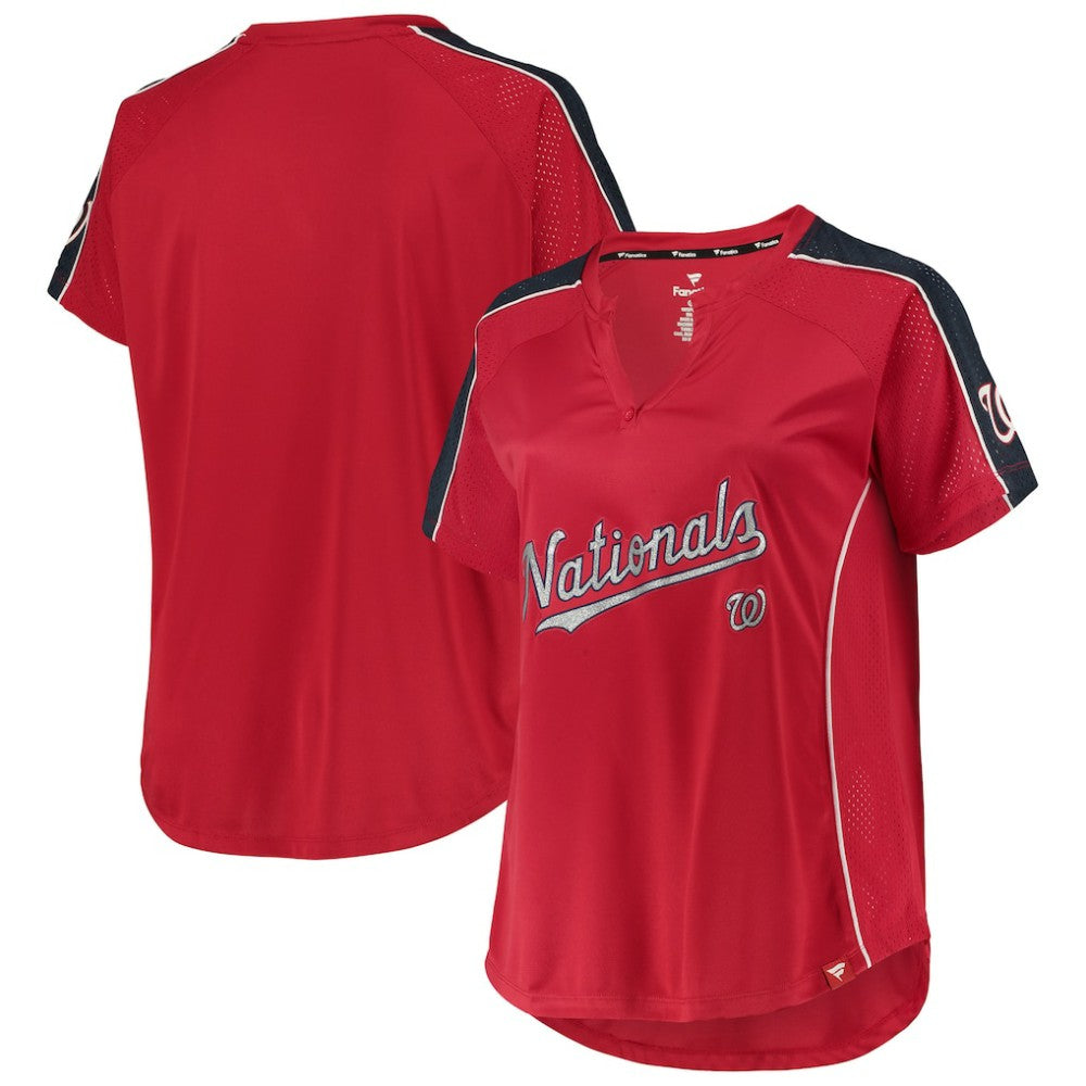 Washington Nationals Women's Plus Size Diva Notch Neck Raglan T-Shirt - MLB T-shirts