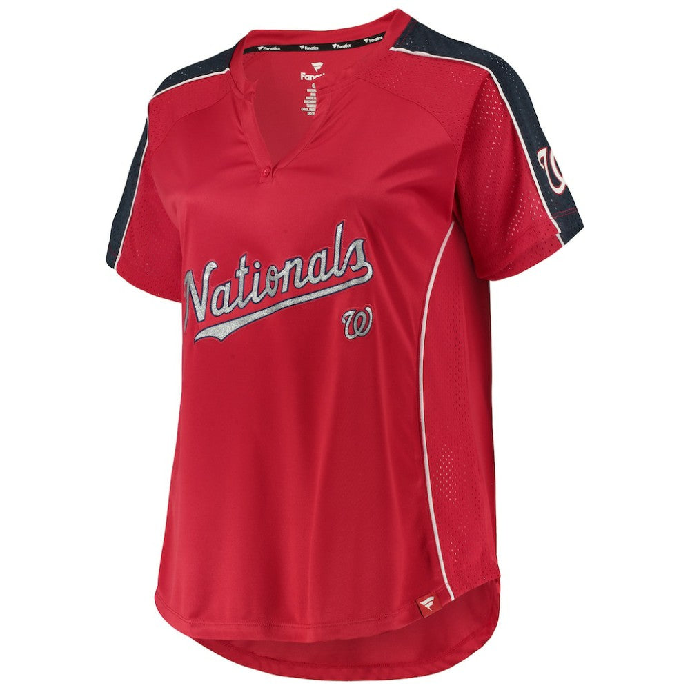 Washington Nationals Women's Plus Size Diva Notch Neck Raglan T-Shirt - MLB T-shirts