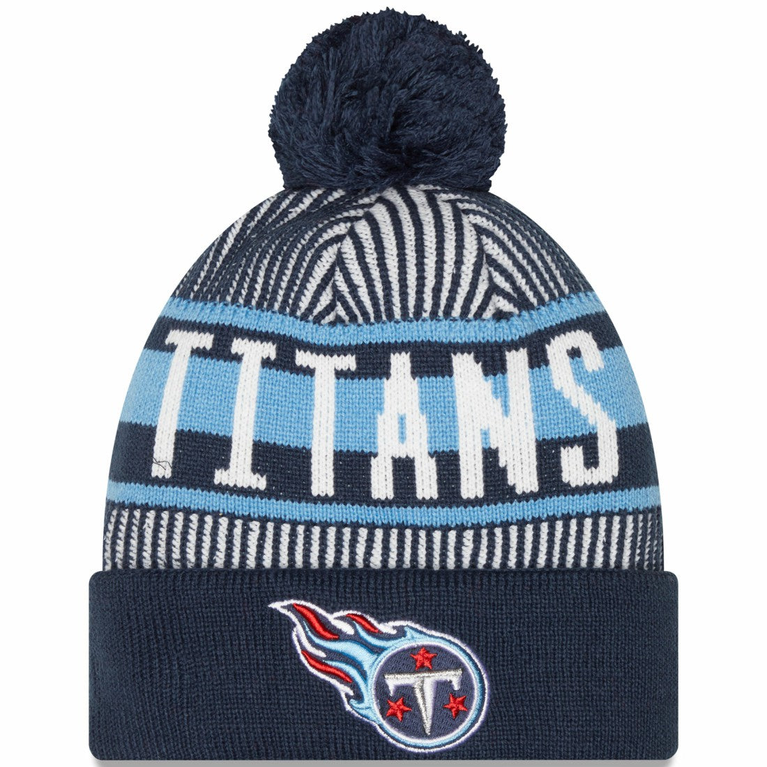 Tennessee Titans Striped Cuffed Knit Hat with Pom | NFL US