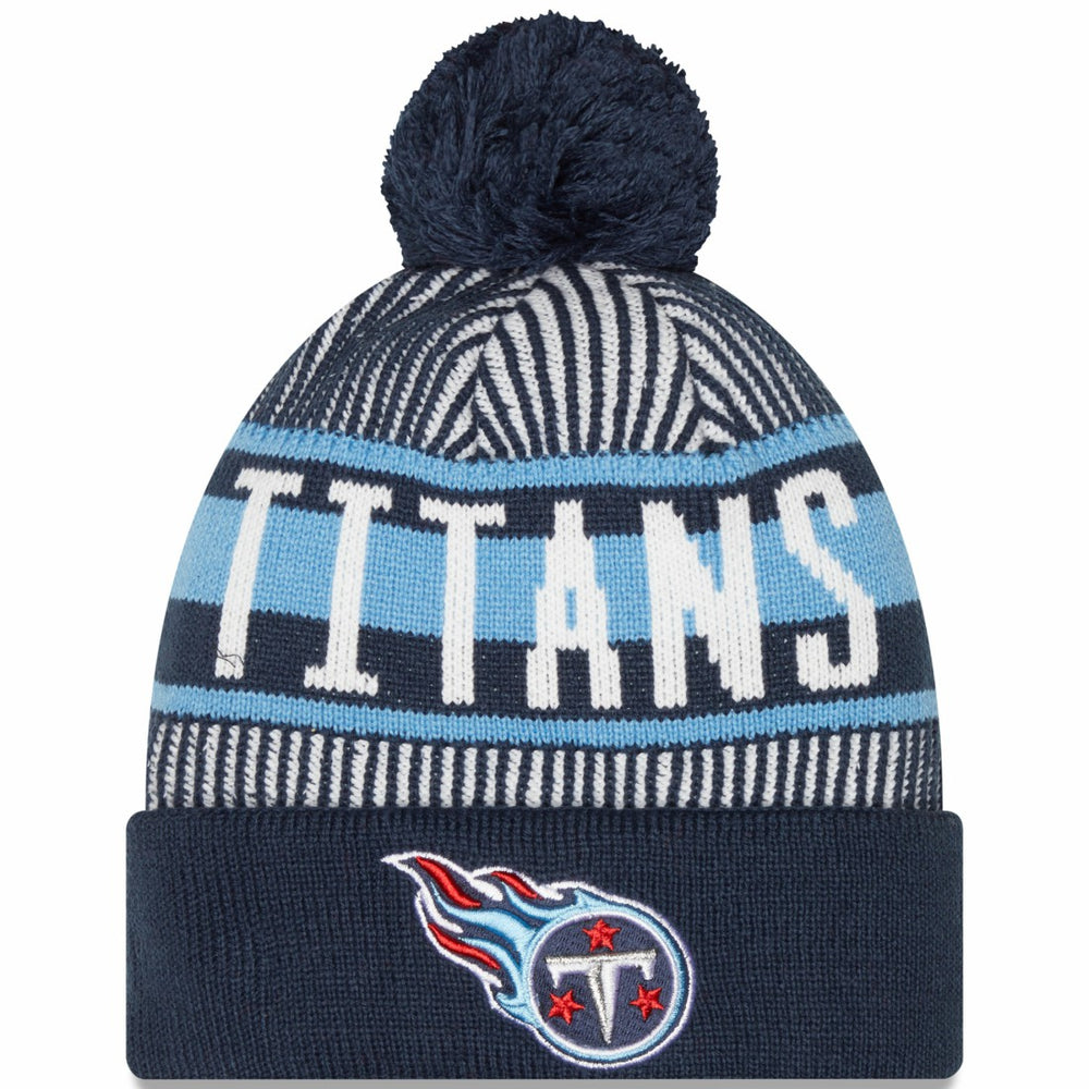 Tennessee Titans Striped Cuffed Knit Hat with Pom | NFL US