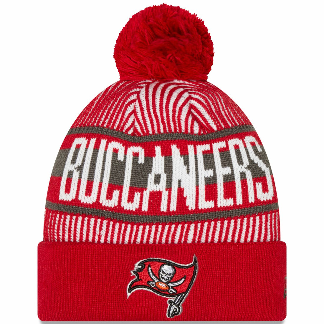 Tampa Bay Buccaneers Striped Cuffed Knit Hat with Pom | NFL Discount