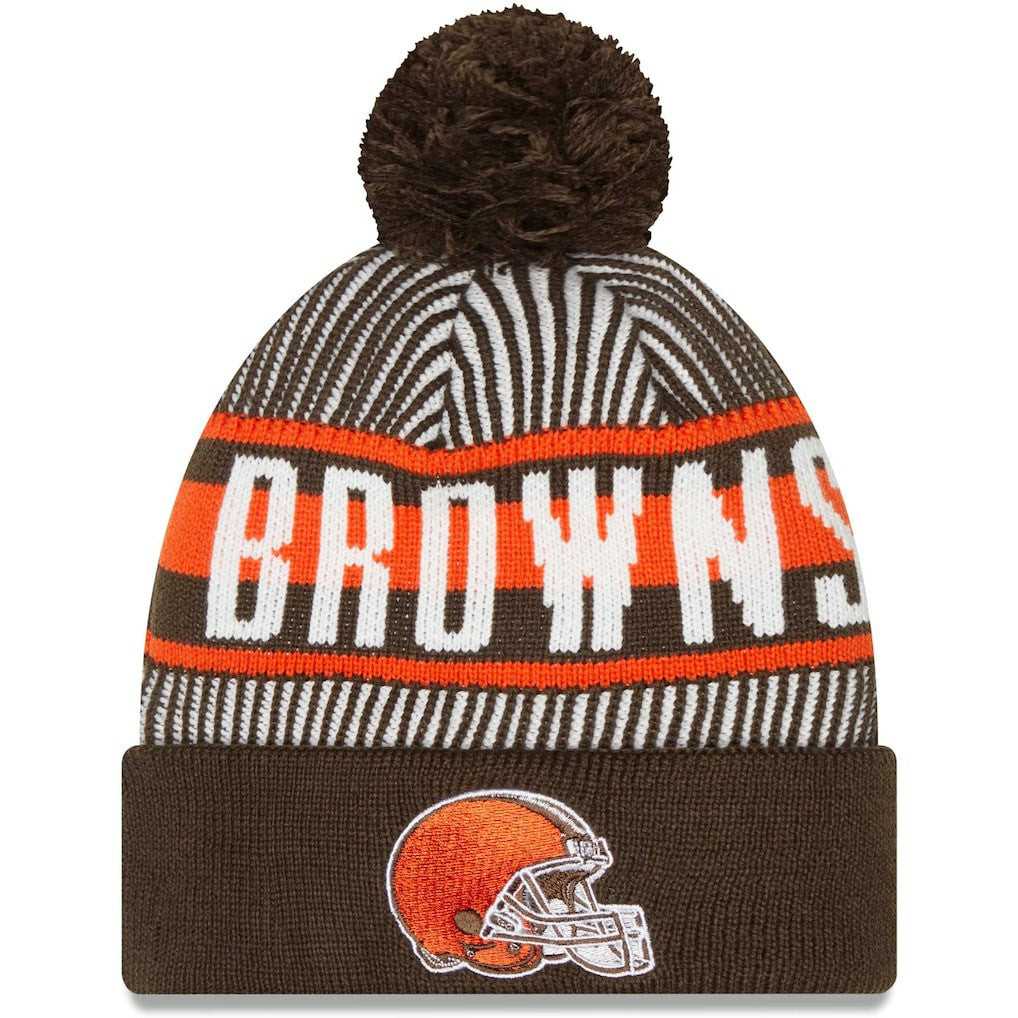 Cleveland Browns Striped Cuffed Knit Hat with Pom | NFL Online