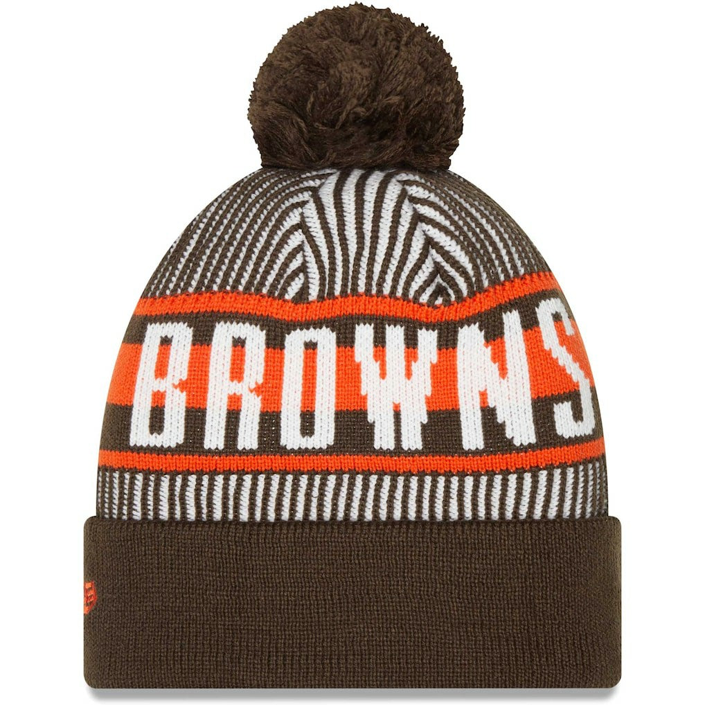 Cleveland Browns Striped Cuffed Knit Hat with Pom | NFL Online