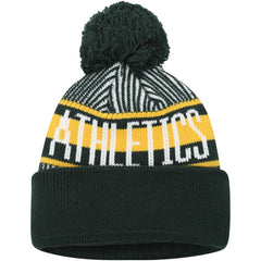 Athletics New Era Youth Striped Cuffed Knit Hat with Pom - MLB Hats
