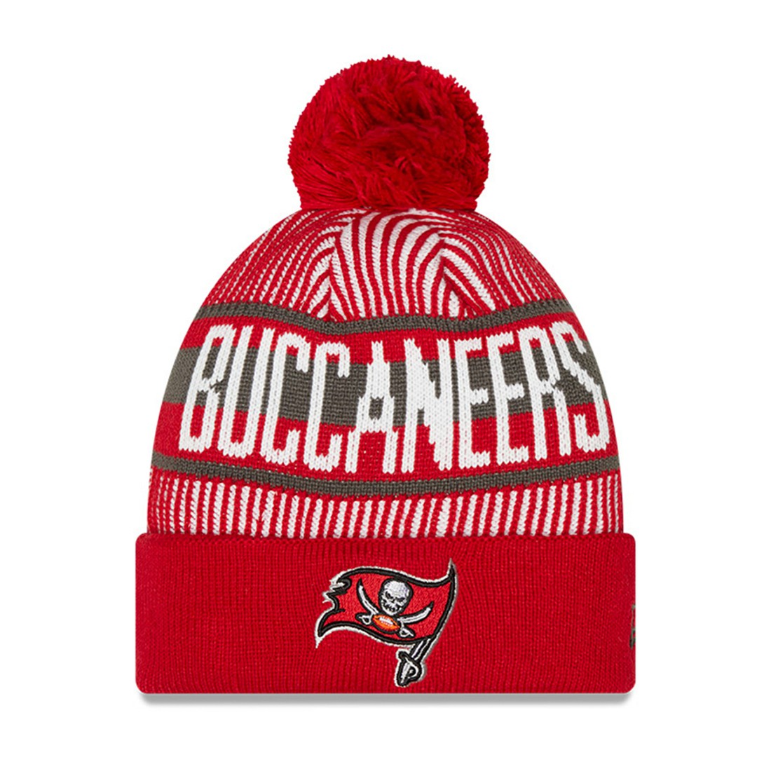 Tampa Bay Buccaneers Youth Striped Cuffed Knit Hat with Pom | NFL Outlet