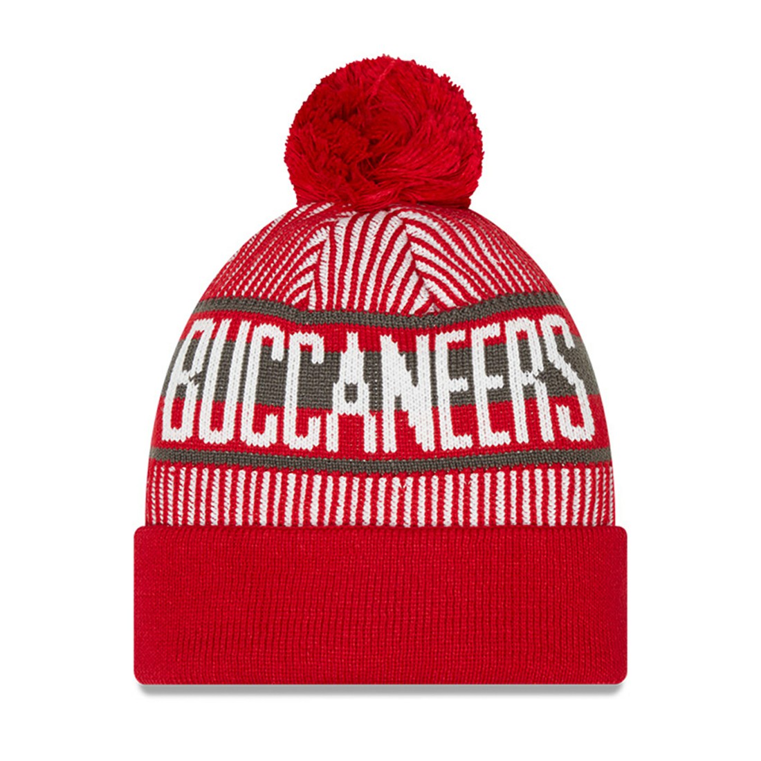 Tampa Bay Buccaneers Youth Striped Cuffed Knit Hat with Pom | NFL Outlet