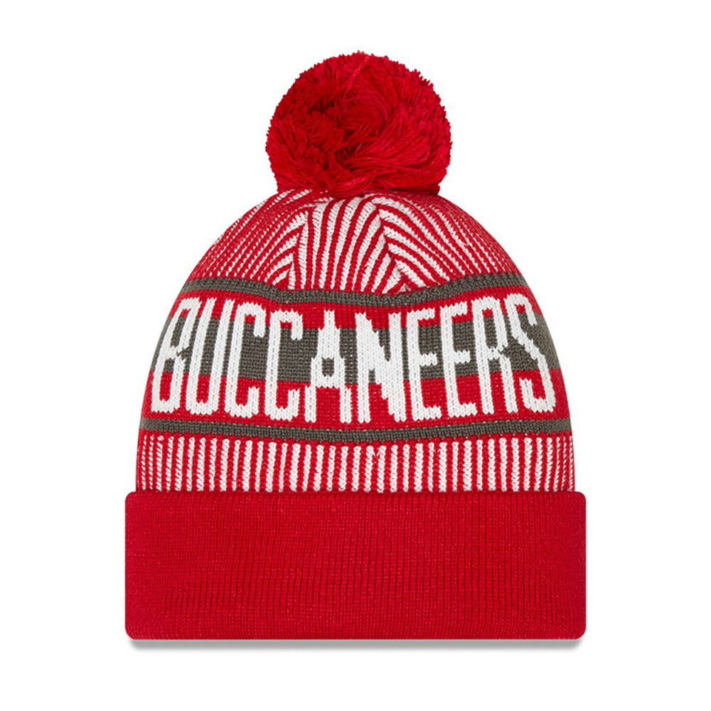 Tampa Bay Buccaneers Youth Striped Cuffed Knit Hat with Pom | NFL Outlet
