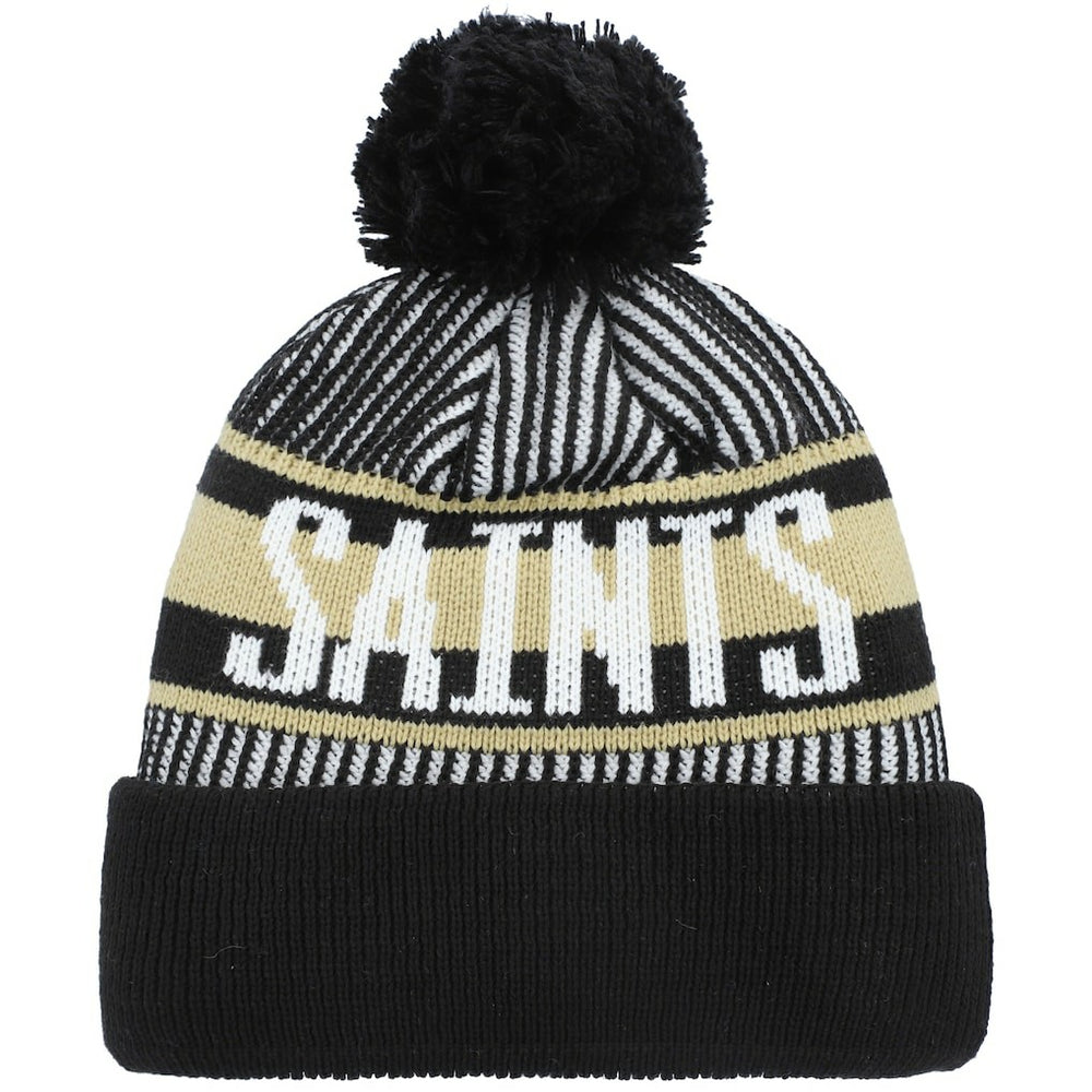 New Orleans Saints Youth Striped Cuffed Knit Hat with Pom | NFL Near me