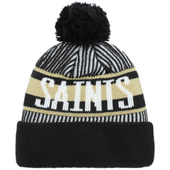 New Orleans Saints Youth Striped Cuffed Knit Hat with Pom | NFL Near me