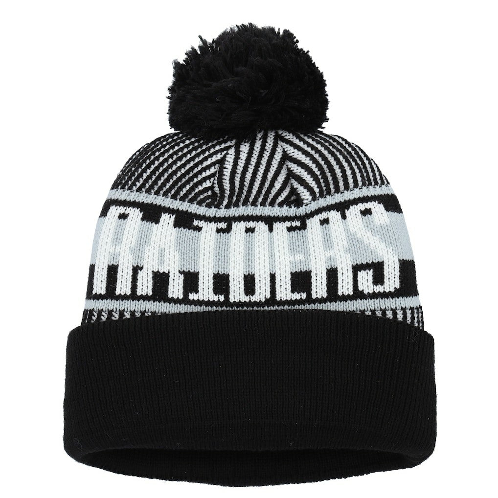 Las Vegas Raiders Youth Striped Cuffed Knit Hat with Pom | NFL Online