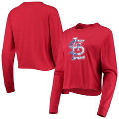 St. Louis Cardinals New Era Women's Baby Jersey Cropped Long Sleeve T-Shirt - MLB Jerseys