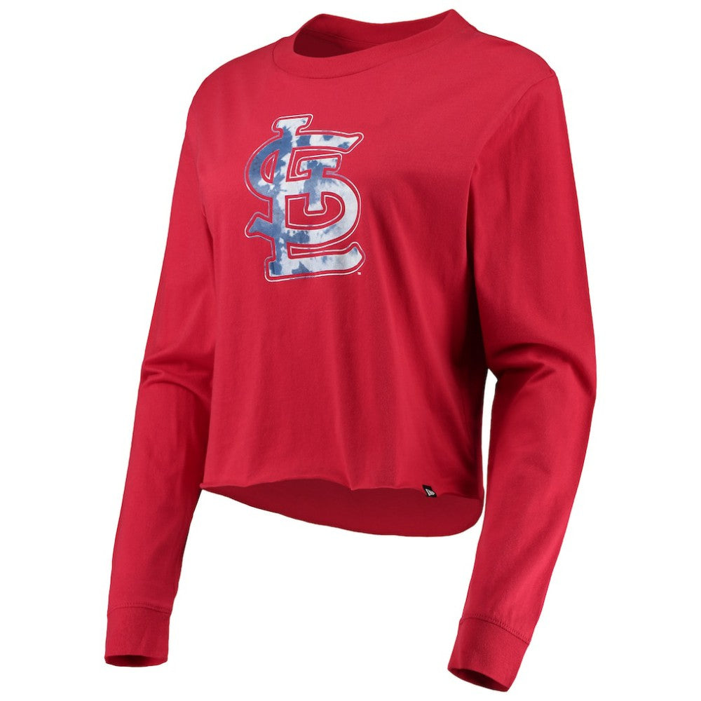St. Louis Cardinals New Era Women's Baby Jersey Cropped Long Sleeve T-Shirt - MLB Jerseys