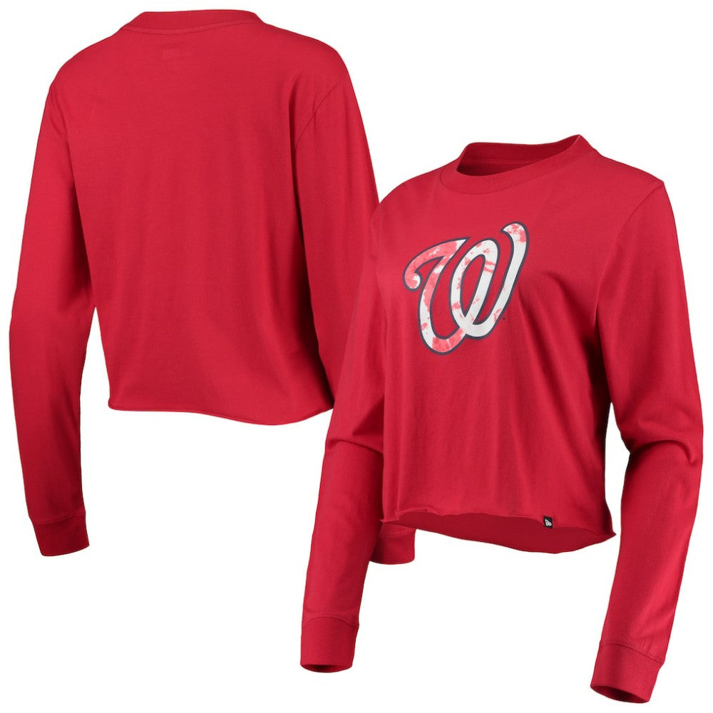 Washington Nationals New Era Women's Baby Jersey Cropped Long Sleeve T-Shirt - MLB Jerseys