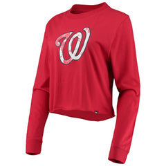 Washington Nationals New Era Women's Baby Jersey Cropped Long Sleeve T-Shirt - MLB Jerseys