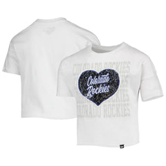 Colorado Rockies New Era Girls Youth Flip Sequin Heart Crop Top - MLB Tops