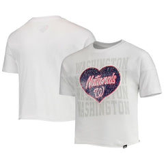Washington Nationals New Era Girls Youth Flip Sequin Heart Crop Top - MLB Tops