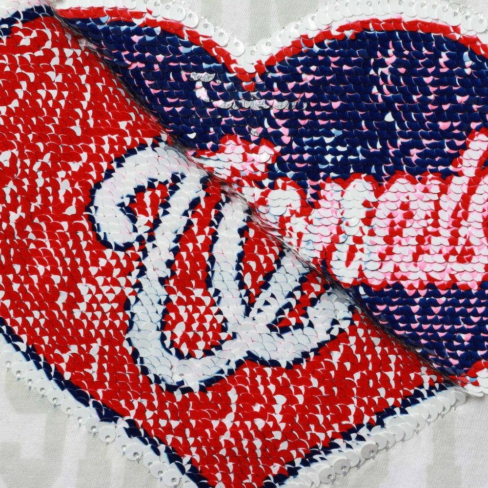 Washington Nationals New Era Girls Youth Flip Sequin Heart Crop Top - MLB Tops