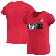 Washington Nationals New Era Girls Youth Flip Sequin Team T-Shirt - MLB T-shirts