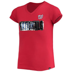 Washington Nationals New Era Girls Youth Flip Sequin Team T-Shirt - MLB T-shirts