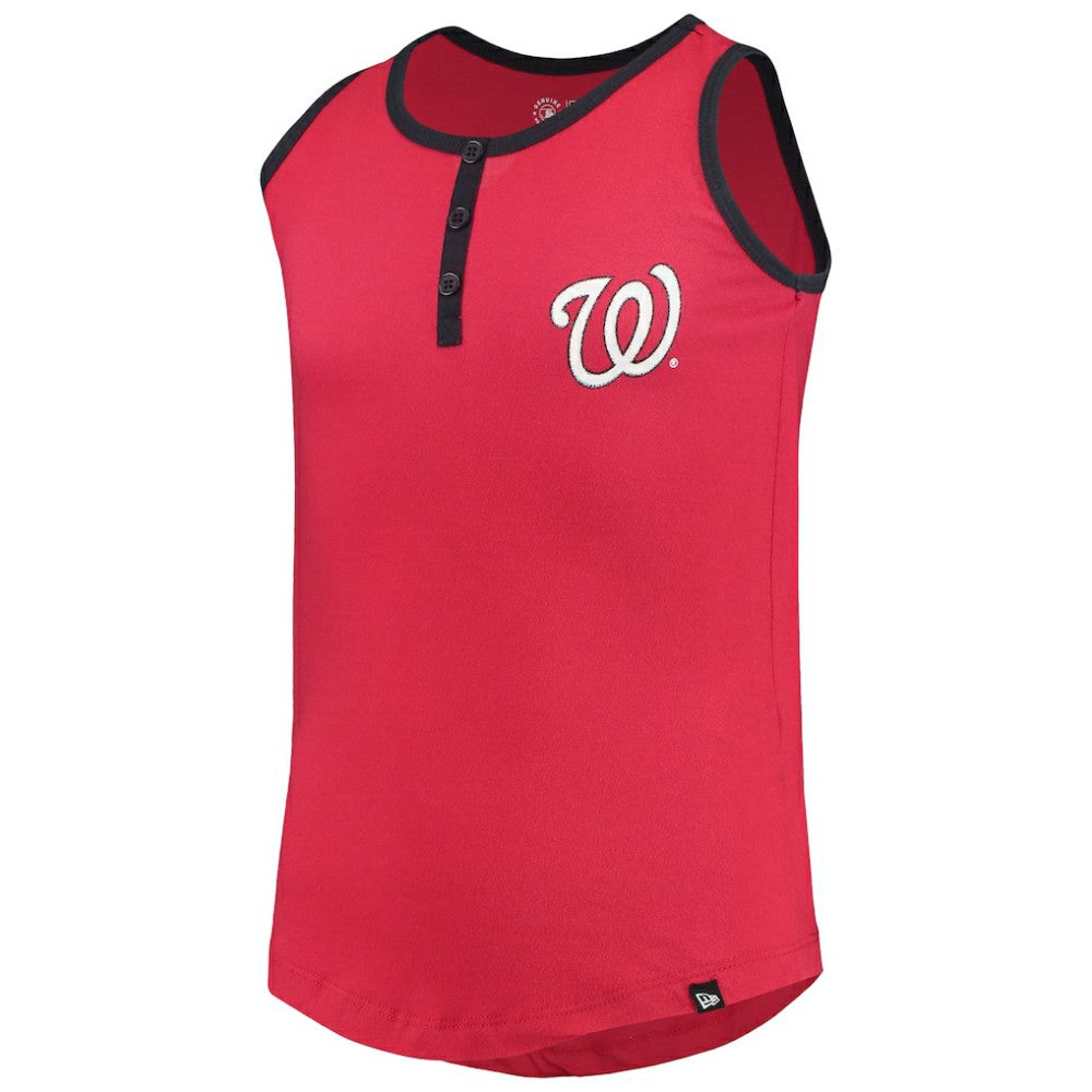 Washington Nationals New Era Girls Youth Henley Tank Top - MLB Tanks