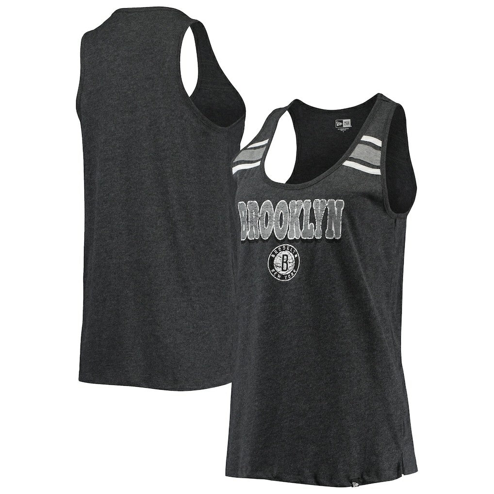 Heathered Black Brooklyn Nets Women's Scoop-Neck Racerback Tank Top | NBA