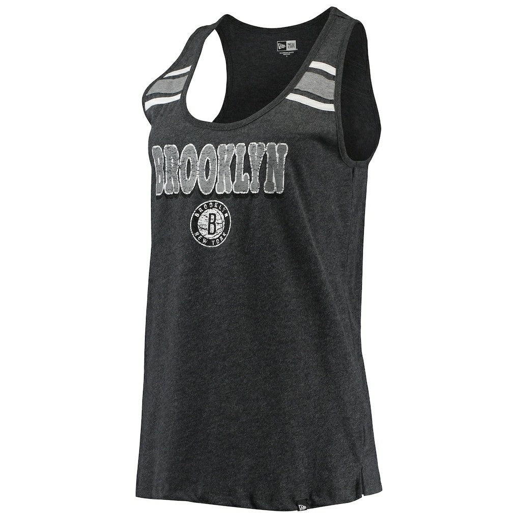 Heathered Black Brooklyn Nets Women's Scoop-Neck Racerback Tank Top | NBA