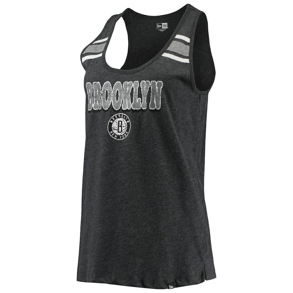 Heathered Black Brooklyn Nets Women's Scoop-Neck Racerback Tank Top | NBA
