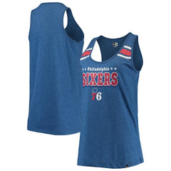 Heathered Royal Philadelphia 76ers Women's Scoop-Neck Racerback Tank Top | NBA