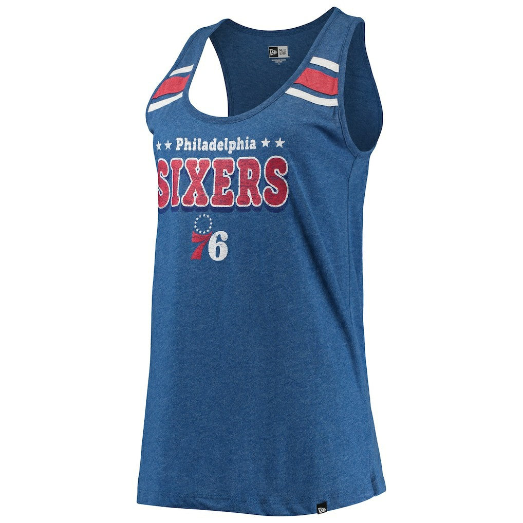 Heathered Royal Philadelphia 76ers Women's Scoop-Neck Racerback Tank Top | NBA