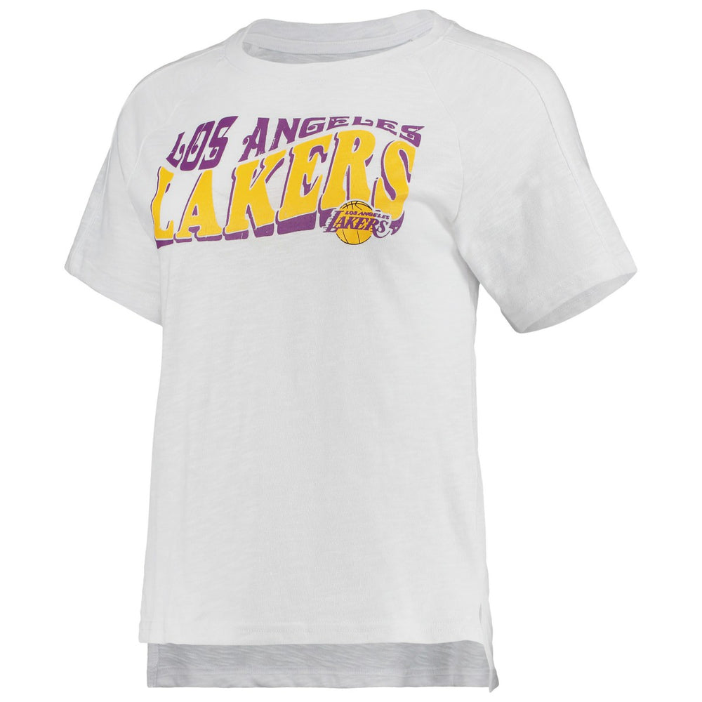Charcoal/White Los Angeles Lakers Concepts Sport Women's Resurgence Slub Burnout Raglan Top & Shorts Sleep Set | NBA