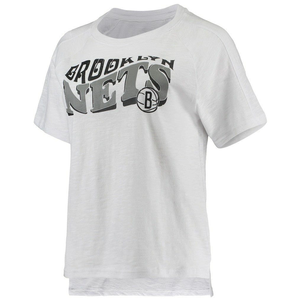 Charcoal/White Brooklyn Nets Concepts Sport Women's Resurgence Slub Burnout Raglan Top & Shorts Sleep Set | NBA