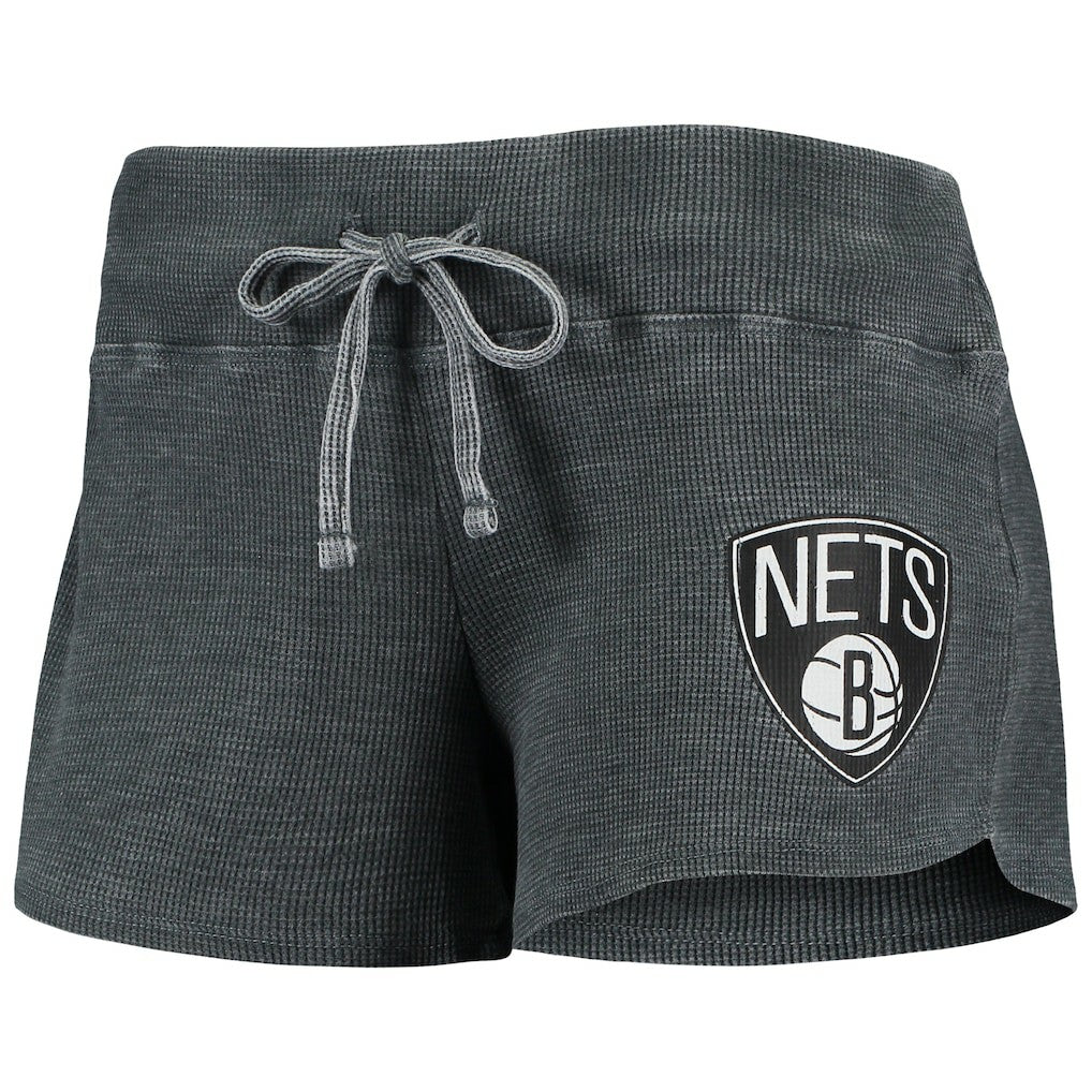 Charcoal/White Brooklyn Nets Concepts Sport Women's Resurgence Slub Burnout Raglan Top & Shorts Sleep Set | NBA