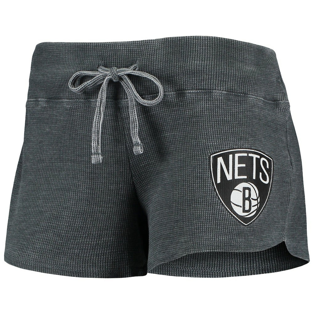 Charcoal/White Brooklyn Nets Concepts Sport Women's Resurgence Slub Burnout Raglan Top & Shorts Sleep Set | NBA