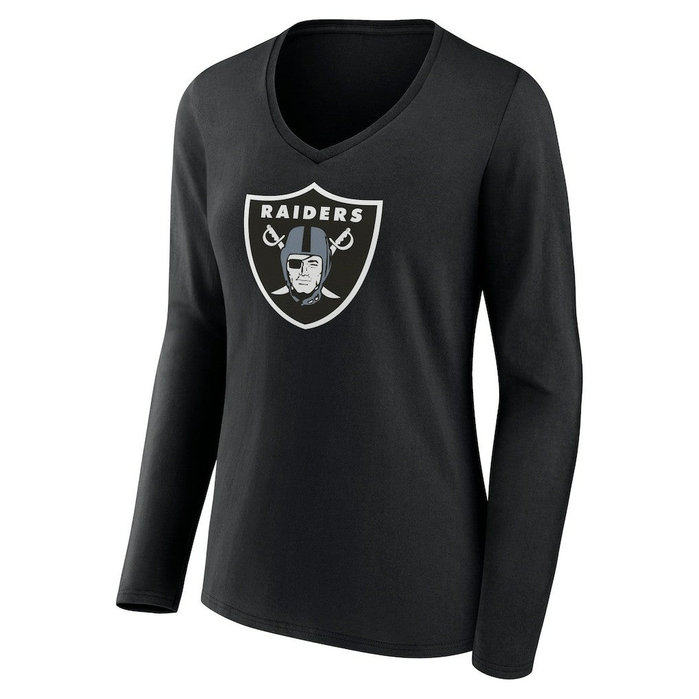 Las Vegas Raiders Women's Primary Team Logo Long Sleeve V-Neck T-Shirt | NFL Outlet