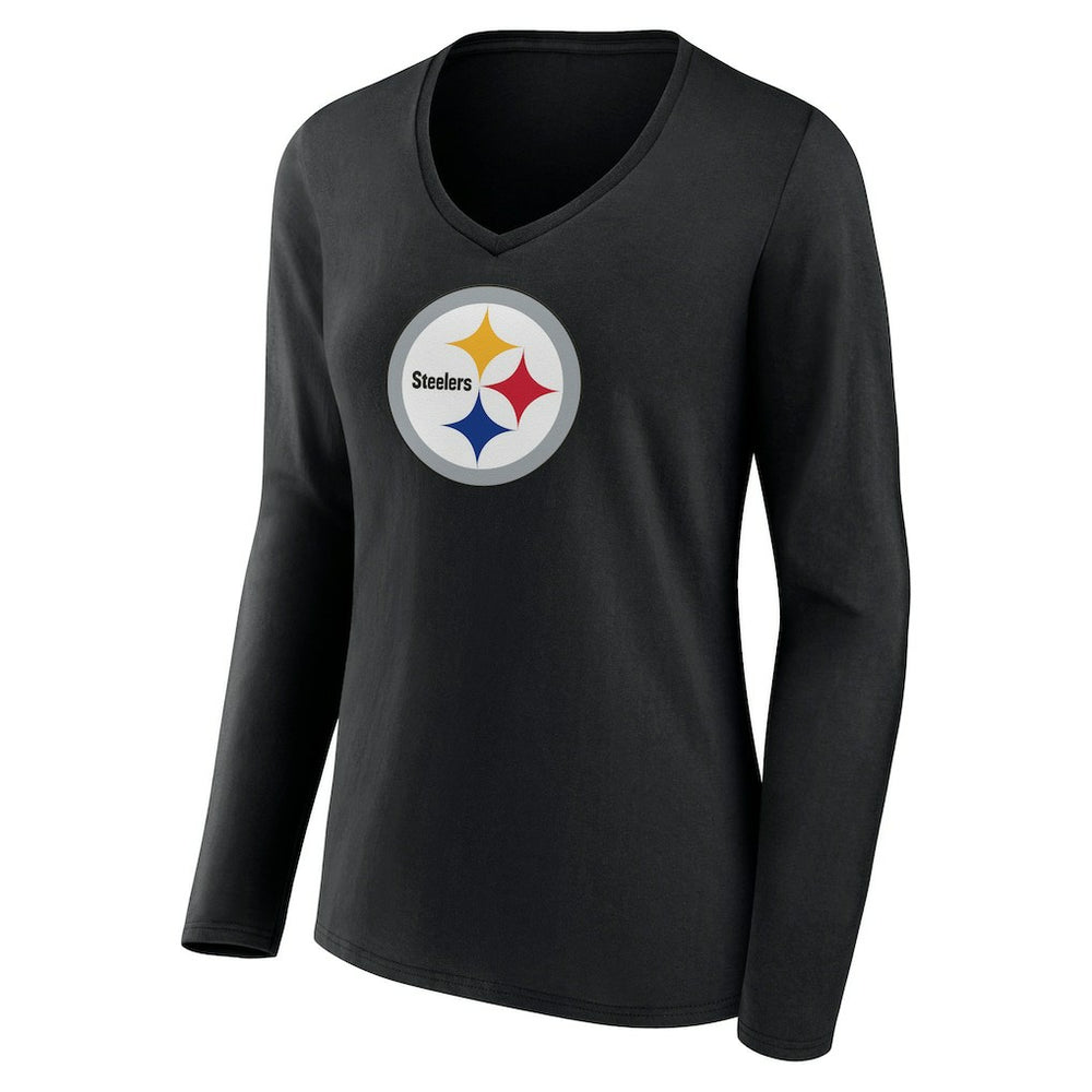 Pittsburgh Steelers Women's Primary Team Logo Long Sleeve V-Neck T-Shirt | NFL On sale