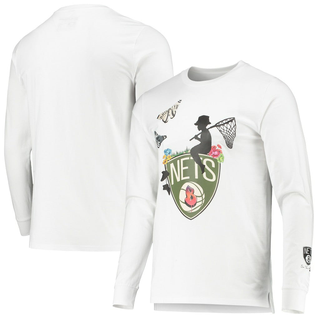 White Brooklyn Nets Sue Tsai Long Sleeve T-Shirt | NBA
