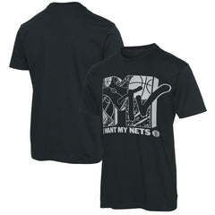 Black Brooklyn Nets Junk Food NBA x MTV I Want My T-Shirt | NBA