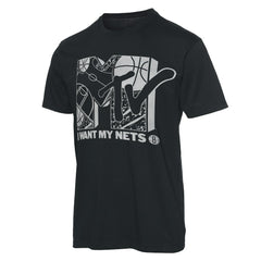 Black Brooklyn Nets Junk Food NBA x MTV I Want My T-Shirt | NBA