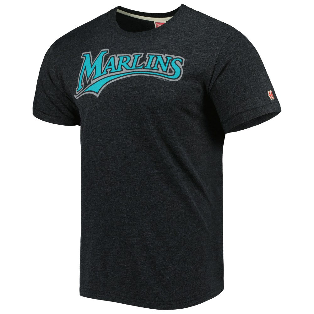 Miami Marlins Homage Hand-Drawn Logo Tri-Blend T-Shirt - MLB T-shirts