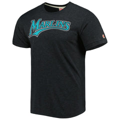 Miami Marlins Homage Hand-Drawn Logo Tri-Blend T-Shirt - MLB T-shirts