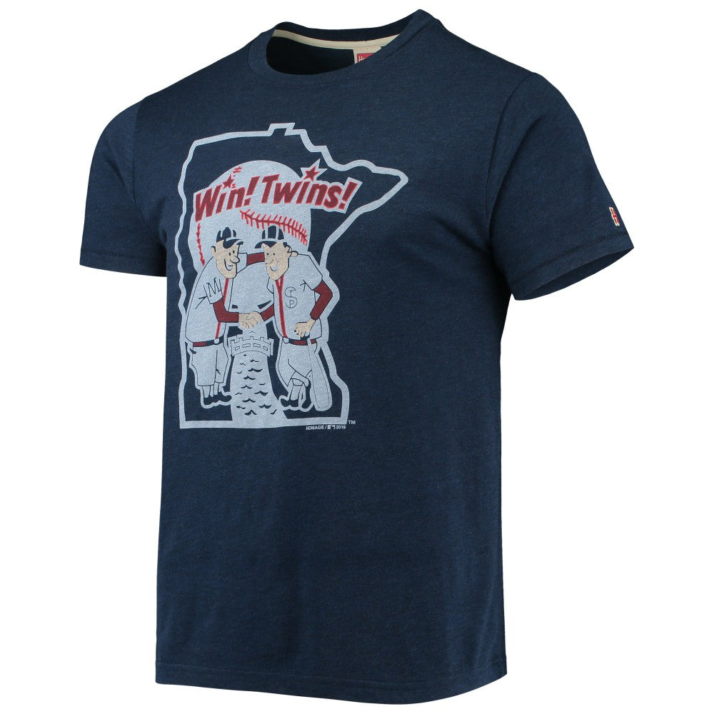 Minnesota Twins Homage Hand-Drawn Logo Tri-Blend T-Shirt - MLB T-shirts