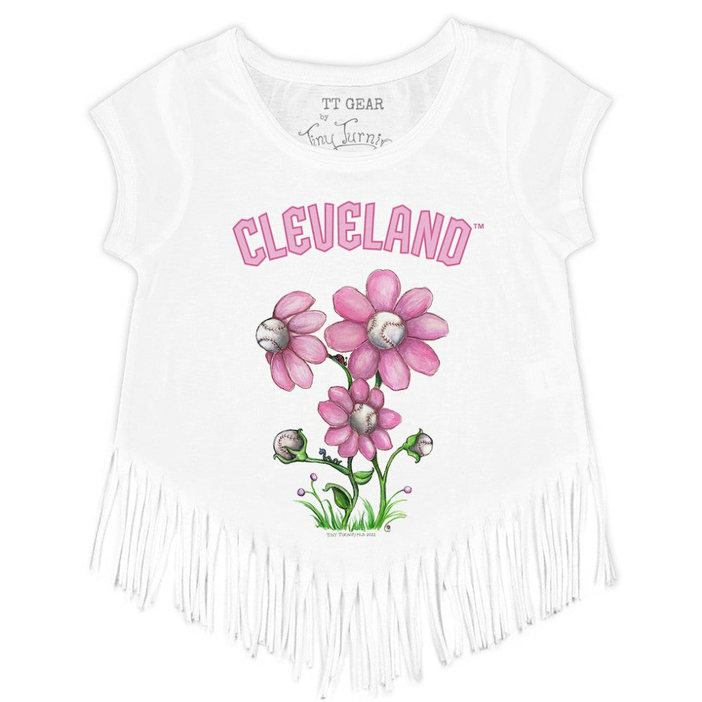 Cleveland Guardians Tiny Turnip Girls Youth Blooming Baseballs Fringe T-Shirt - MLB T-shirts