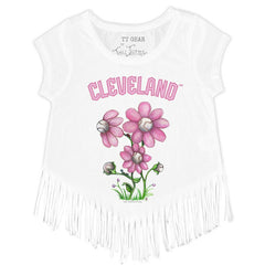 Cleveland Guardians Tiny Turnip Girls Youth Blooming Baseballs Fringe T-Shirt - MLB T-shirts