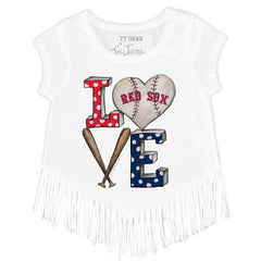 Boston Red Sox Tiny Turnip Girls Youth Baseball Love Fringe T-Shirt - MLB T-shirts